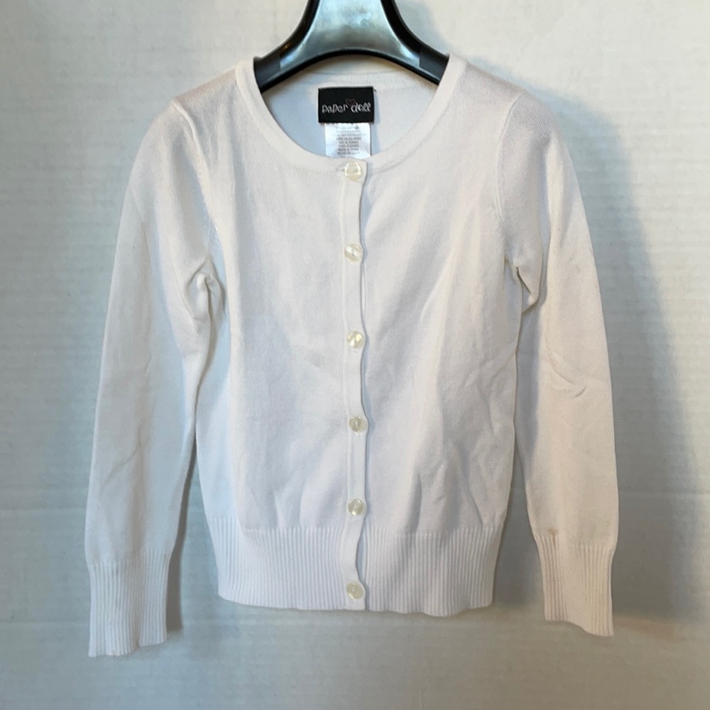 PAPER DOLL Girls Button Down White Cardigan Size 5